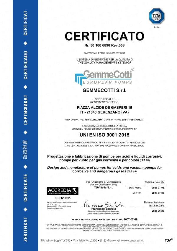 GemmeCotti iso 9001 certificate
